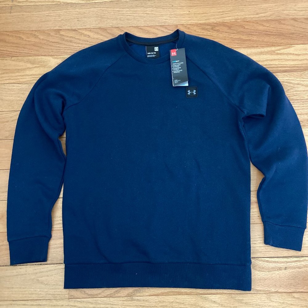 Under Armour Men's Rival Fleece Crew Academy Blue Medium NWT